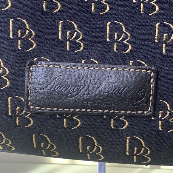 Dooney & Bourke | Black Canvas Leather Open Top Monogram DB Logo Shoulder Bag - Picture 5 of 17